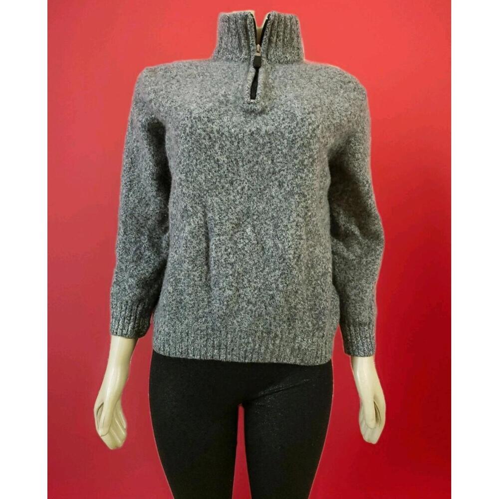 Blumarine XL Gray 100% Wool Women Sweater Made In Italy 1/4 Zip Long Sleeve (B4)